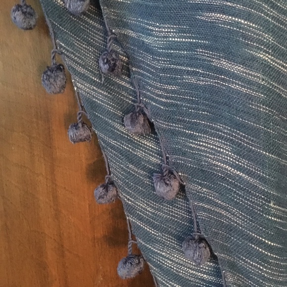 Blue knit boho scarf/shawl - Picture 4 of 5